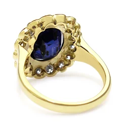 18ct Yellow Gold Synthetic Sapphire and Diamond Daisy Ring