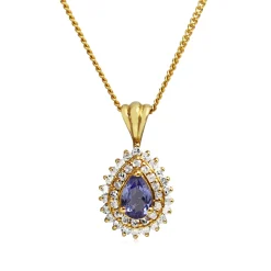 14ct Yellow Gold Tanzanite and Diamond Necklace