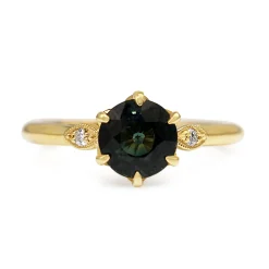 18ct Yellow Gold Teal Sapphire Solitaire Ring