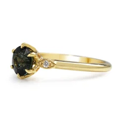 18ct Yellow Gold Teal Sapphire Solitaire Ring