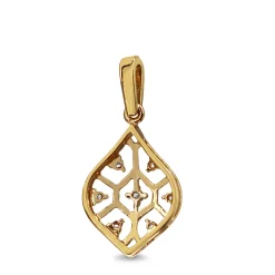 9ct Yellow Gold Teardrop Filigree Diamond Pendant