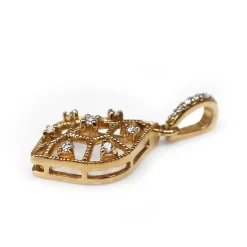 9ct Yellow Gold Teardrop Filigree Diamond Pendant