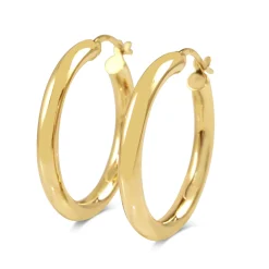 9ct Yellow Gold Thick 27mm Hoop Earrings