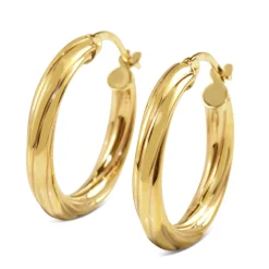 9ct Yellow Gold Thick Twist 21mm Hoop Earrings