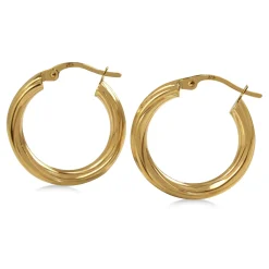9ct Yellow Gold Thick Twist 21mm Hoop Earrings