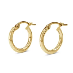 9ct Yellow Gold Thin 15mm Hoop Earrings
