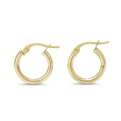 9ct Yellow Gold Thin 15mm Hoop Earrings