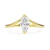 18ct Yellow Gold 'Tiara Style' Marquise Diamond Solitaire Ring