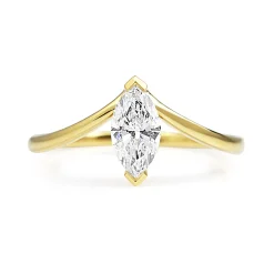 18ct Yellow Gold 'Tiara Style' Marquise Diamond Solitaire Ring
