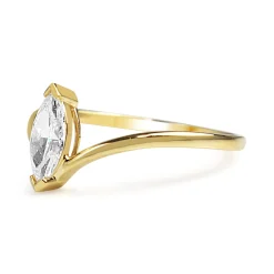 18ct Yellow Gold 'Tiara Style' Marquise Diamond Solitaire Ring