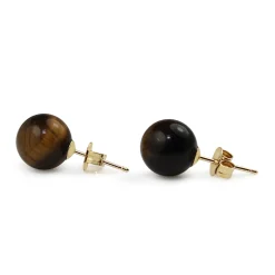 9ct Yellow Gold Tiger Eye Stud Earrings