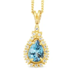 14ct Yellow Gold Topaz and Diamond Pendant