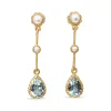 9ct Yellow Gold Topaz and Pearl Drop Earrings