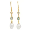 9ct Yellow Gold Topaz and Pearl Drop Earrings