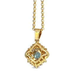 18ct Yellow Gold Topaz and Diamond Cluster Necklace