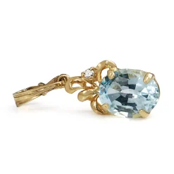 14ct Yellow Gold Topaz and Diamond Pendant / Enhancer