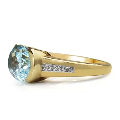 9ct Yellow Gold Topaz and Diamond Ring