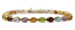 14ct Yellow Gold Topaz, Peridot, Garnet, Citrine and Amethyst Bracelet