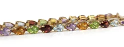 14ct Yellow Gold Topaz, Peridot, Garnet, Citrine and Amethyst Bracelet