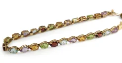 14ct Yellow Gold Topaz, Peridot, Garnet, Citrine and Amethyst Bracelet