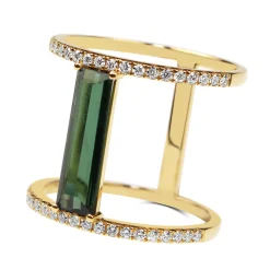18ct Yellow Gold Tourmaline and Diamond Cocktail Ring