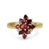 9ct Yellow Gold Tourmaline and Diamond Cluster Ring