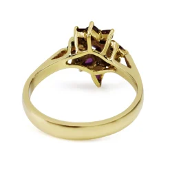 9ct Yellow Gold Tourmaline and Diamond Cluster Ring