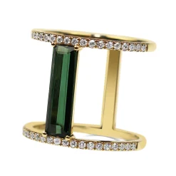 18ct Yellow Gold Tourmaline and Diamond Cocktail Ring