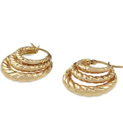 9ct Yellow Gold Triple Twist Hoop Earrings