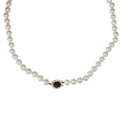 9ct Yellow Gold Triplet Opal and 8mm+ Pearl Strand Necklace