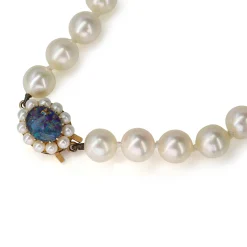 9ct Yellow Gold Triplet Opal and 8mm+ Pearl Strand Necklace