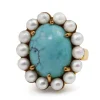 9ct Yellow Gold Turquoise and Pearl Ring