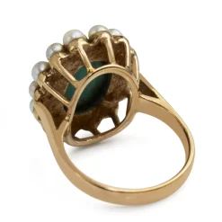 9ct Yellow Gold Turquoise and Pearl Ring