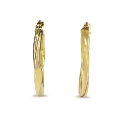 9ct Yellow Gold Twist Hoop Earrings