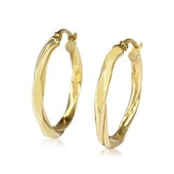9ct Yellow Gold Twist Hoop Earrings