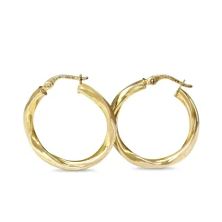 9ct Yellow Gold Twist Hoop Earrings