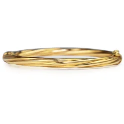 18ct Yellow Gold Twisted Oval Hinged Bangle