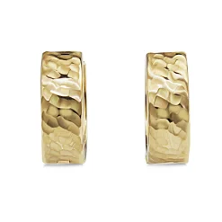 9ct Yellow Gold Two Sided Ripple and Smooth Hoop Earrings