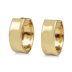 9ct Yellow Gold Two Sided Ripple and Smooth Hoop Earrings