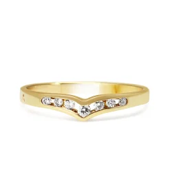 9ct Yellow Gold V Shaped Diamond Channel Set Band Ring
