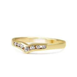 9ct Yellow Gold V Shaped Diamond Channel Set Band Ring