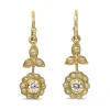 18ct Yellow Gold Victorian Style Pearl and Diamond Floral Daisy Earrings