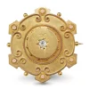 18ct Yellow Gold Victorian Mourning Brooch / Pendant with Old Cut Diamond