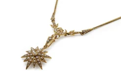 15ct Yellow Gold Victorian Pearl Starburst Necklace
