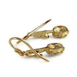 18ct Yellow Gold Victorian Style Pearl and Diamond Floral Daisy Earrings
