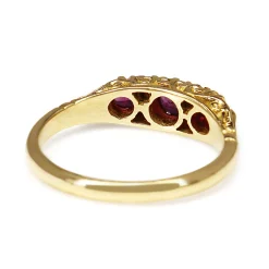 18ct Yellow Gold Victorian Style Ruby and Diamond 3 Stone Ring
