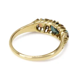 18ct Yellow Gold Victorian Sapphire, Opal and Old Cut Diamond Ring