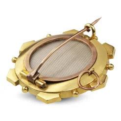 18ct Yellow Gold Victorian Mourning Brooch / Pendant with Old Cut Diamond