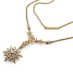 15ct Yellow Gold Victorian Pearl Starburst Necklace