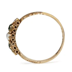 15ct Yellow Gold Victorian Emerald and Pearl Ring